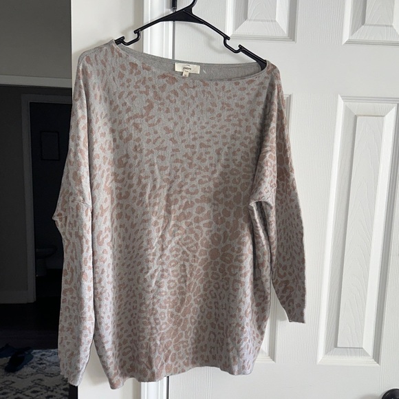 entro Tops - Entro Gray and Brown Leopard Print Long Sleeve Top
